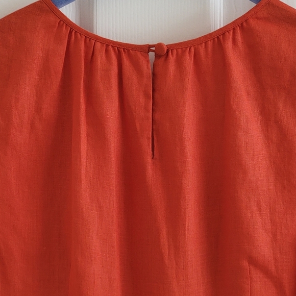 J. Crew Linen Cap Sleeve Dress in Orange/Red, Size 0 - Picture 9 of 16